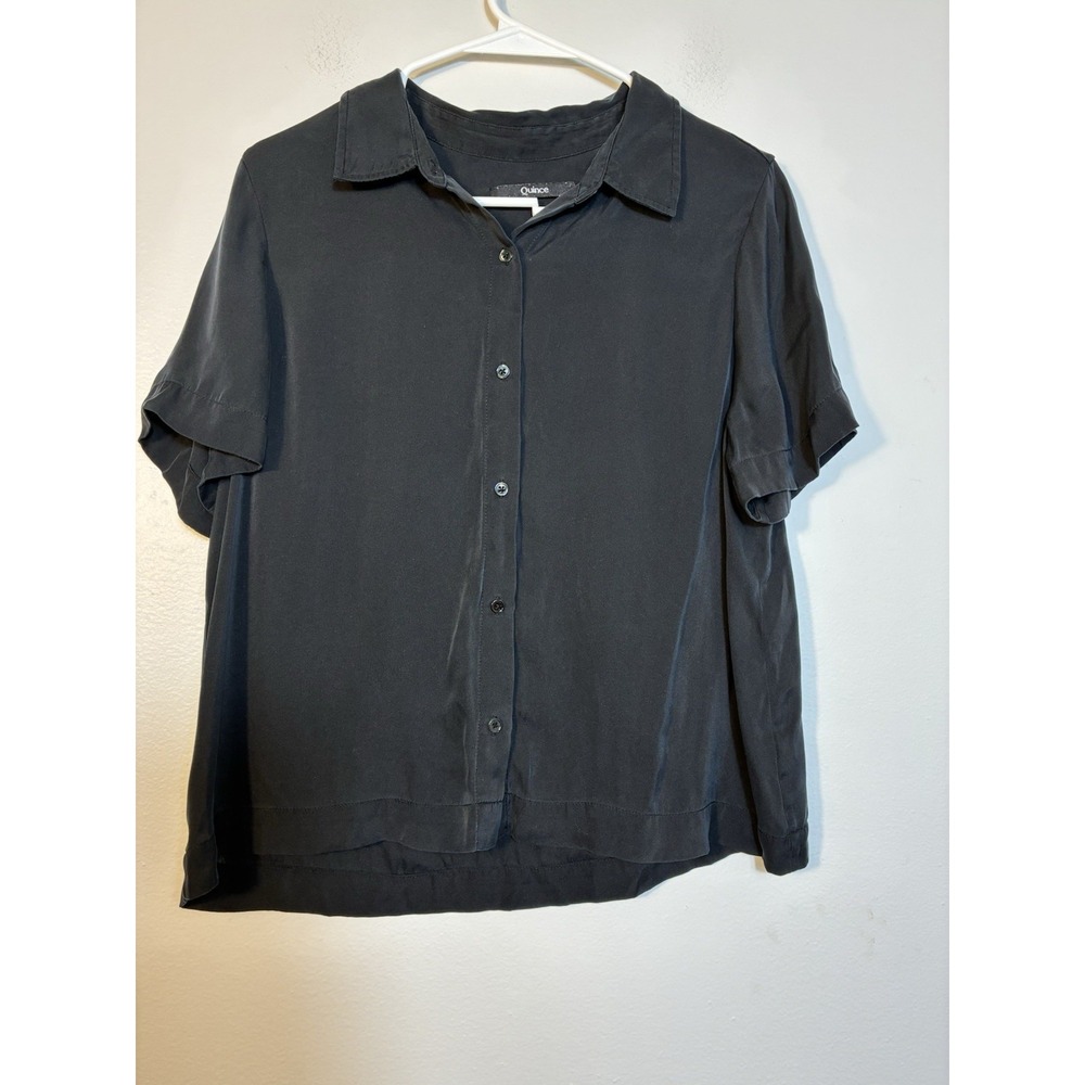 Quince Black Short-Sleeve Button-Down Shirt